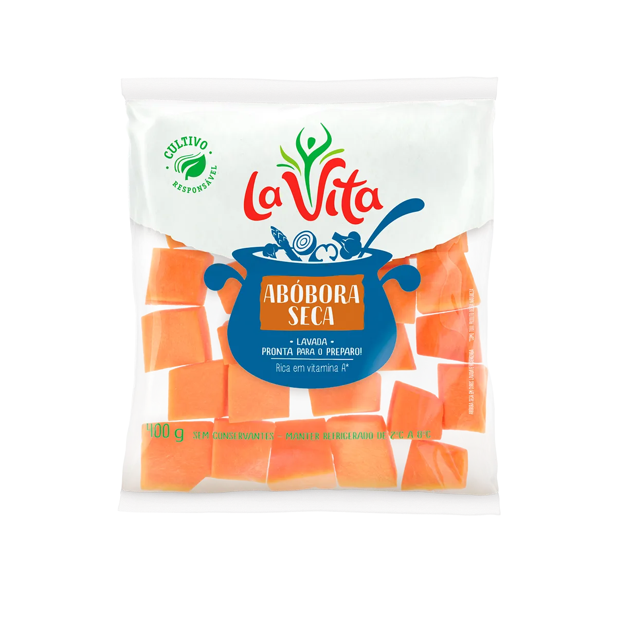 Abóbora seca em cubos La Vita pronta para preparo
