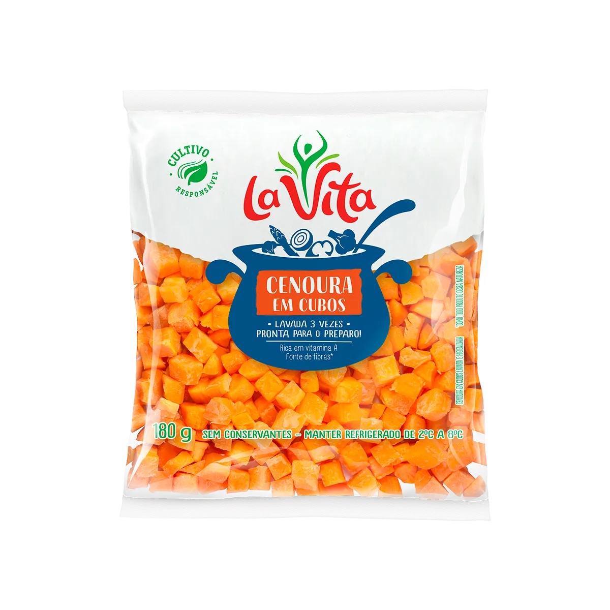 Cenoura em cubos La Vita pronta para preparo