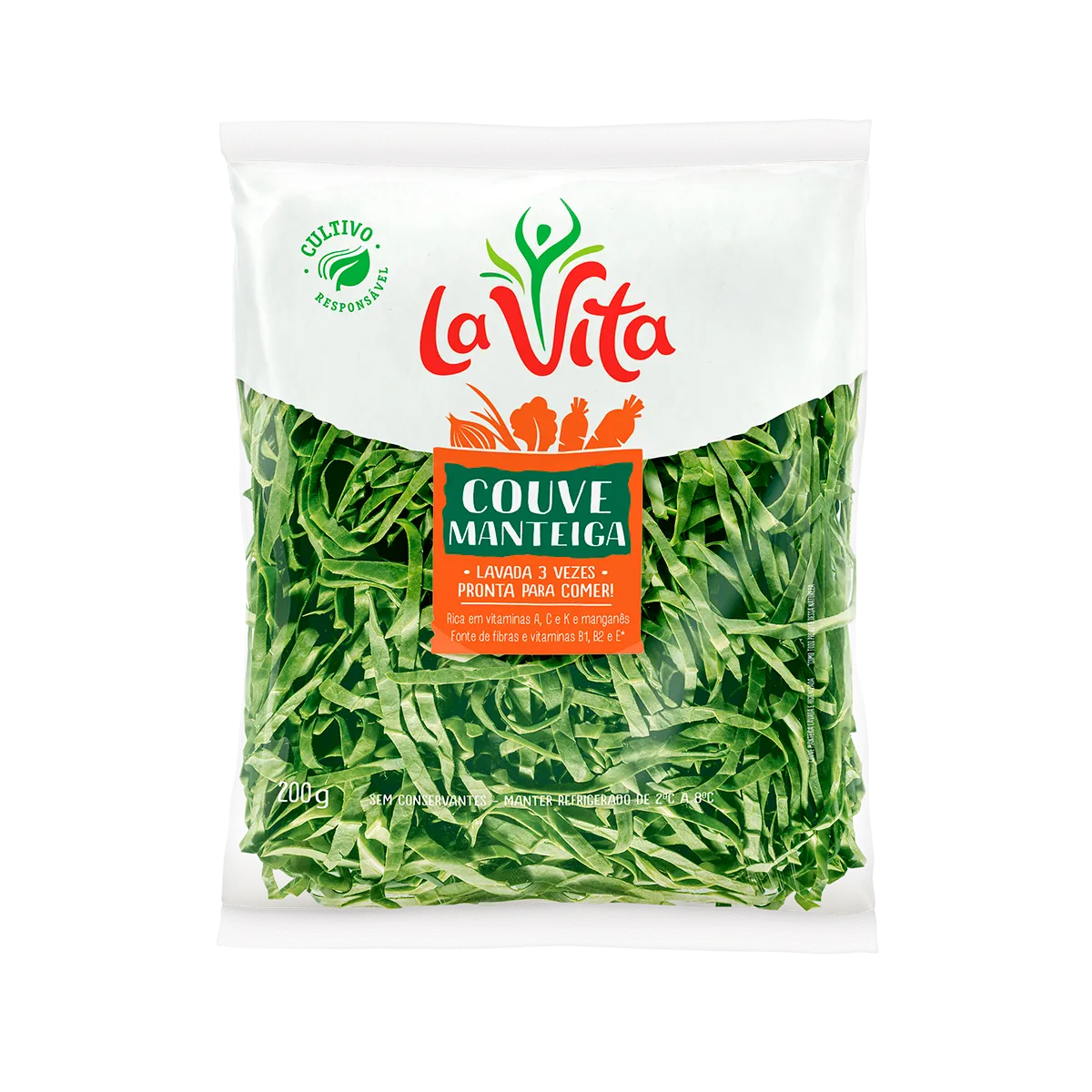 Couve manteiga fatiada La Vita pronta para consumo