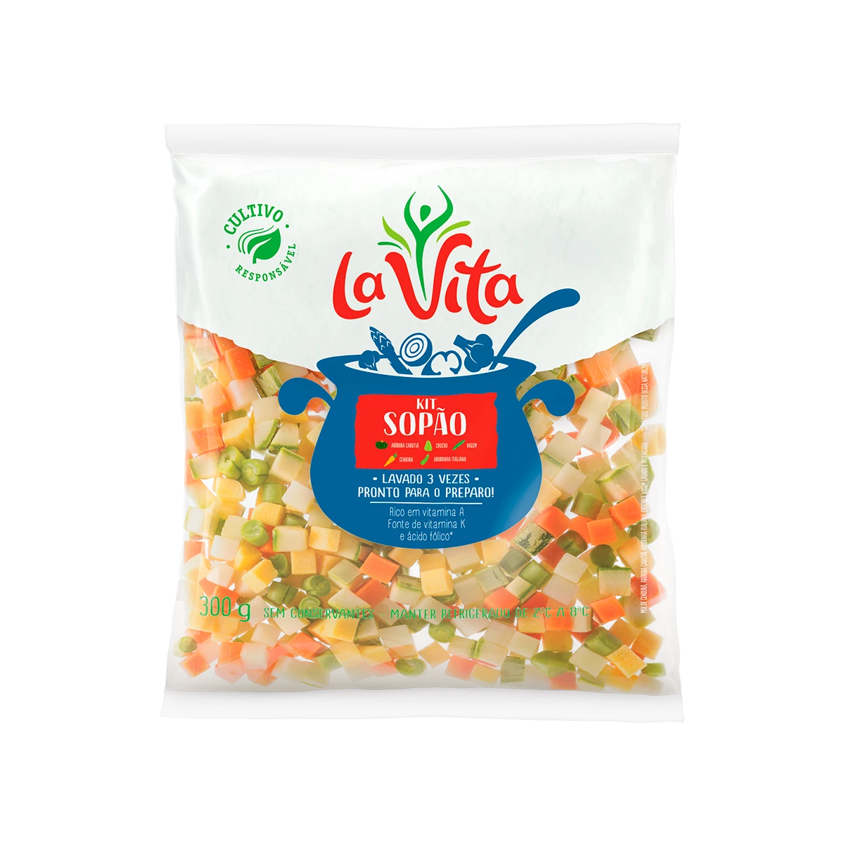 Kit Sopão La Vita com legumes picados prontos para preparo