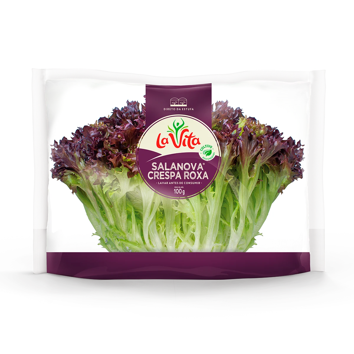 Salanova crespa roxa La Vita 100g fresca e selecionada