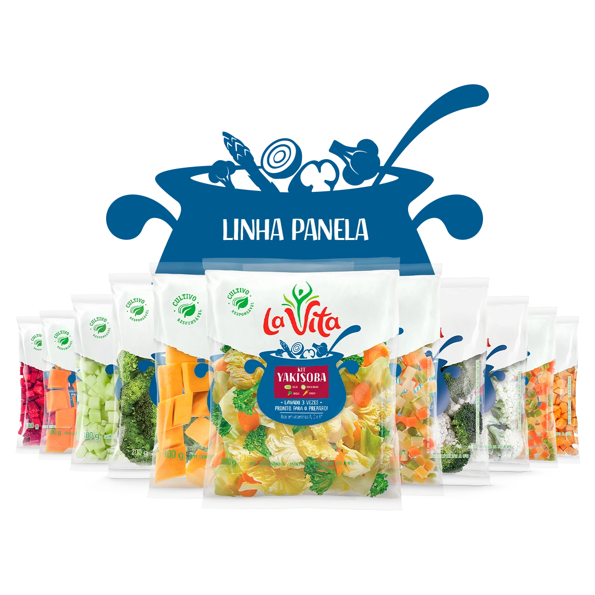 Portfólio Linha Panela La Vita com vegetais prontos para preparo